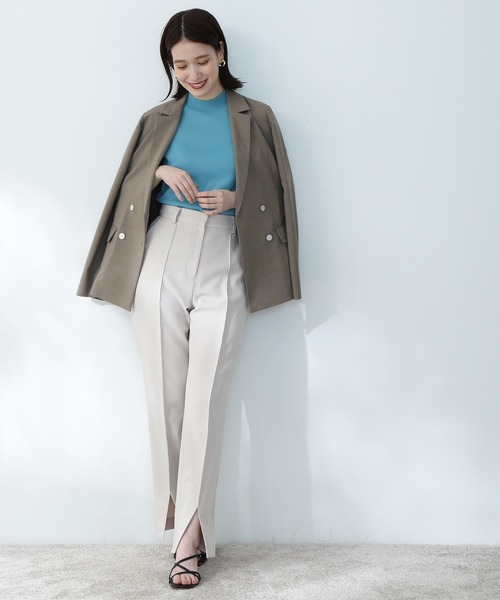 総針ボトルネックノースリーブニット