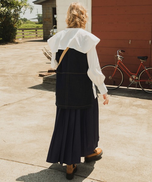 forksy.（フォルクシー）の「【forksy.】デニムロングプリーツスカート（デニムスカート・レディース・ブラック/インディゴブルー/ライトベージュ/サックスブルー/グレー・FREE）」の21枚目の写真