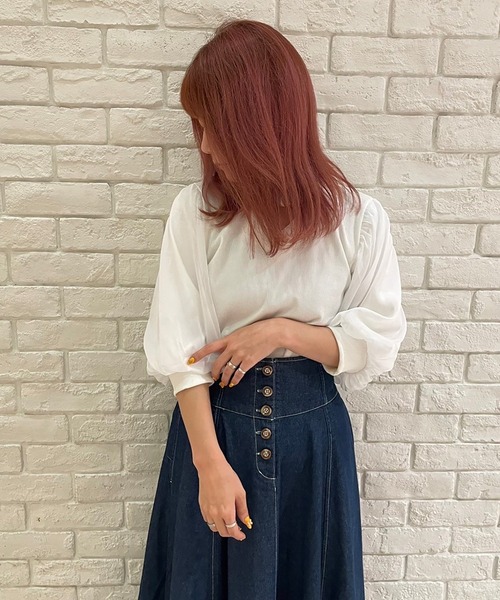 TORTE(トルテ)の「トライアングル空きオーガンジートップス(Tシャツ/カットソー・レディース・ホワイト/ライトブルー/ブラック/ライトピンク・FREE)」の5枚目の写真
