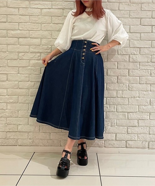 TORTE(トルテ)の「トライアングル空きオーガンジートップス(Tシャツ/カットソー・レディース・ホワイト/ライトブルー/ブラック/ライトピンク・FREE)」の10枚目の写真