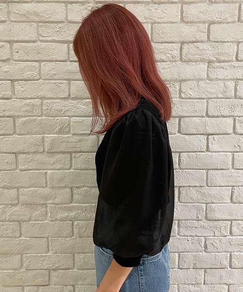 TORTE(トルテ)の「トライアングル空きオーガンジートップス(Tシャツ/カットソー・レディース・ホワイト/ライトブルー/ブラック/ライトピンク・FREE)」の14枚目の写真