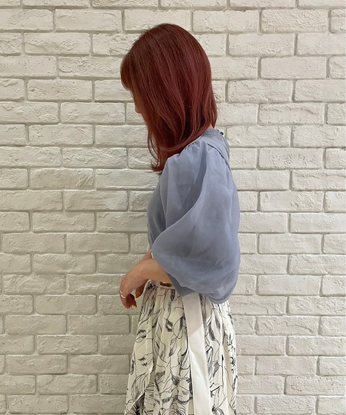 TORTE(トルテ)の「トライアングル空きオーガンジートップス(Tシャツ/カットソー・レディース・ホワイト/ライトブルー/ブラック/ライトピンク・FREE)」の19枚目の写真