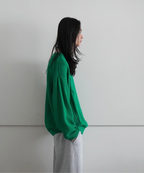 KARMA(カルマ)の「KARMA CABLE KNIT SWEATER(ニット/セーター・メンズ・ベージュ/ネイビー/グリーン・S/M)」の8枚目の写真