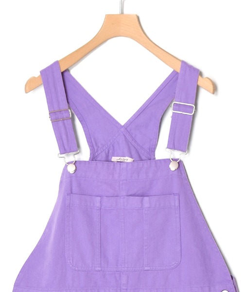 Alley by w closet(アリーバイダブルクローゼット)の「【Alley】サロペットミニスカート(ジャンパースカート・レディース・パープル/ブラック・FREE)」の5枚目の写真