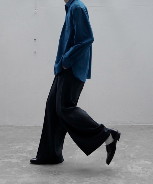 INTER FACTORY（インターファクトリー）の「ファッションインフルエンサー yuuki - Wool like basic shirts / ウールライクベーシックシャツ　made in INTER FACTORY（シャツ/ブラウス・メンズ・グレー/ブルー・SMALL/MEDIUM）」の14枚目の写真