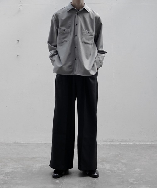 INTER FACTORY（インターファクトリー）の「ファッションインフルエンサー yuuki - Wool like basic shirts / ウールライクベーシックシャツ　made in INTER FACTORY（シャツ/ブラウス・メンズ・グレー/ブルー・SMALL/MEDIUM）」の6枚目の写真