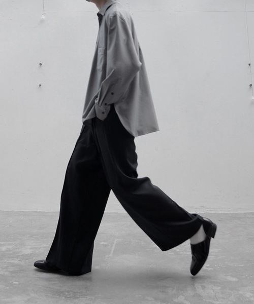 INTER FACTORY（インターファクトリー）の「ファッションインフルエンサー yuuki - Wool like basic shirts / ウールライクベーシックシャツ　made in INTER FACTORY（シャツ/ブラウス・メンズ・グレー/ブルー・SMALL/MEDIUM）」の3枚目の写真