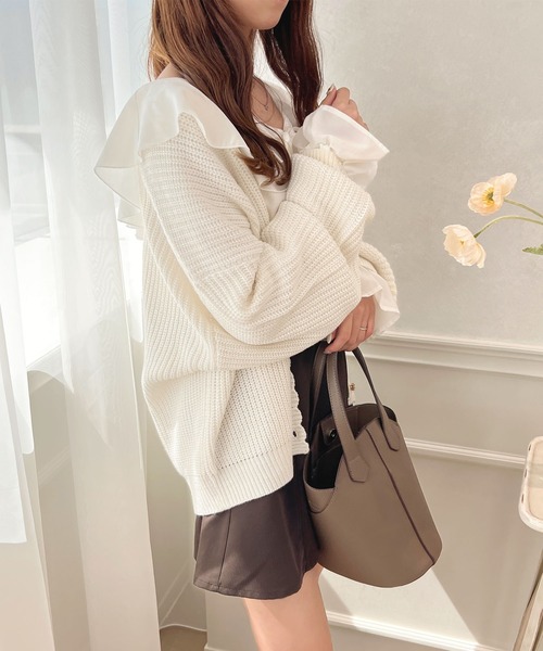 apres jour(アプレジュール)の「スカラップVネックカーディガン【ZOZOTOWN限定アイテム】(カーディガン/ボレロ・レディース・ライトピンク/ライトベージュ/ラベンダー/オフホワイト・X-LARGE/フリー)」の21枚目の写真