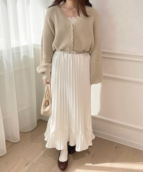 セール】スカラップVネックカーディガン【ZOZOTOWN限定アイテム