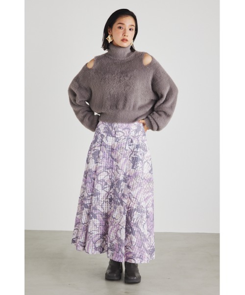 rienda（リエンダ）の「ラインフラワーフレアスカート（スカート・レディース・パープル/ブラウン/オレンジ・SMALL/MEDIUM）」の4枚目の写真