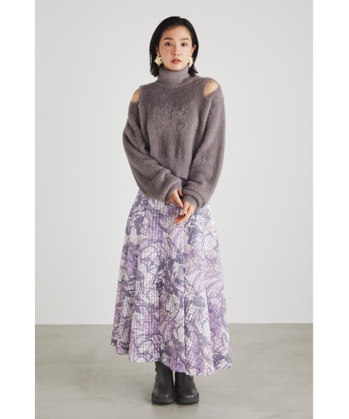 rienda（リエンダ）の「ラインフラワーフレアスカート（スカート・レディース・パープル/ブラウン/オレンジ・SMALL/MEDIUM）」の5枚目の写真