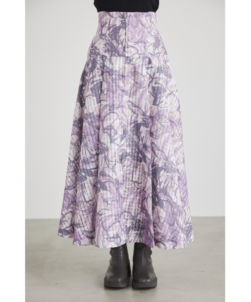 rienda（リエンダ）の「ラインフラワーフレアスカート（スカート・レディース・パープル/ブラウン/オレンジ・SMALL/MEDIUM）」の6枚目の写真