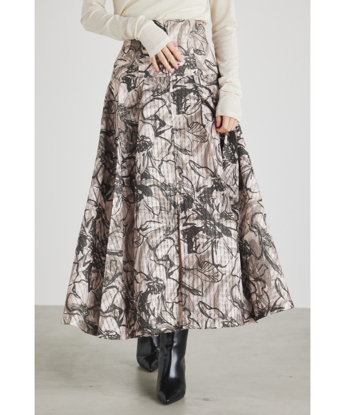 rienda（リエンダ）の「ラインフラワーフレアスカート（スカート・レディース・パープル/ブラウン/オレンジ・SMALL/MEDIUM）」の11枚目の写真