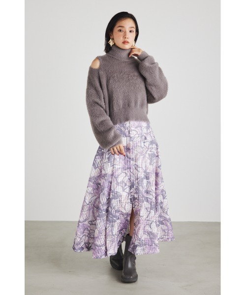 rienda（リエンダ）の「ラインフラワーフレアスカート（スカート・レディース・パープル/ブラウン/オレンジ・SMALL/MEDIUM）」の8枚目の写真