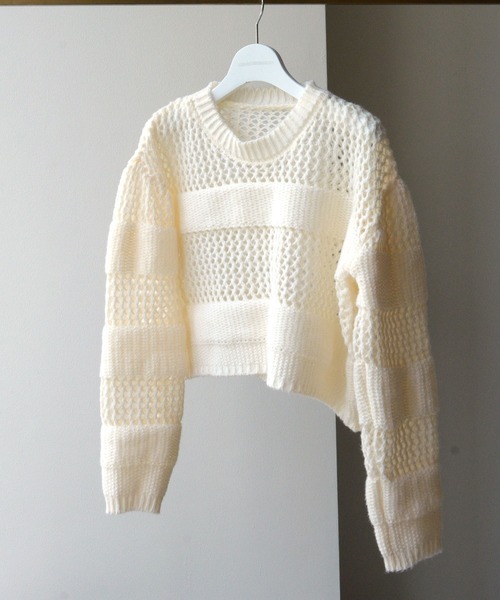 ibeul_（イベール）の「バルキーシアーボーダーニット（ニット/セーター・レディース・ホワイト/ブラック/ベージュ・FREE）」の2枚目の写真