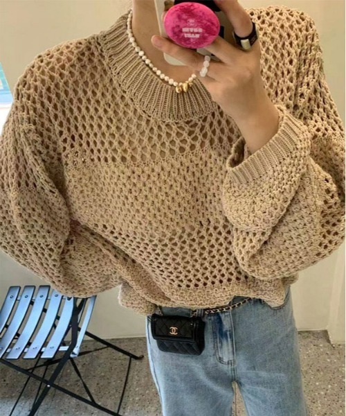 ibeul_（イベール）の「バルキーシアーボーダーニット（ニット/セーター・レディース・ホワイト/ブラック/ベージュ・FREE）」の6枚目の写真