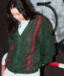 【NYUDROP】SHAGGY KNIT STRIPE CARDIGAN / シャギーニット ストライプカーディガン