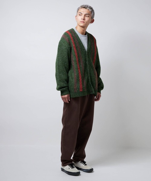 NYUDROP（ニュードロップ）の「【NYUDROP】SHAGGY KNIT STRIPE CARDIGAN / シャギーニット ストライプカーディガン（カーディガン/ボレロ・メンズ・ブラック/ダークグリーン/イエロー/パープル・M/L/XL）」の15枚目の写真