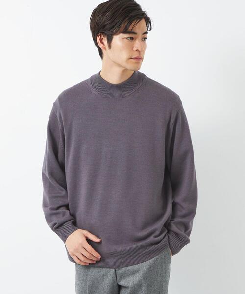 green label relaxing（グリーンレーベルリラクシング）の「シルクミックス 天竺 モックネック ニット（ニット/セーター・メンズ・パープル/オリーブ/ダークグレー・L/S/M）」の9枚目の写真