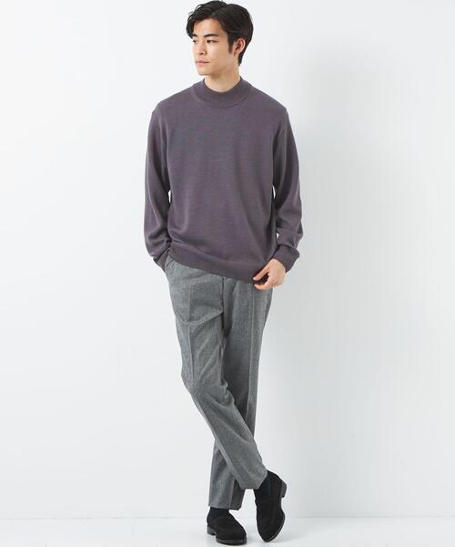 green label relaxing（グリーンレーベルリラクシング）の「シルクミックス 天竺 モックネック ニット（ニット/セーター・メンズ・パープル/オリーブ/ダークグレー・L/S/M）」の4枚目の写真