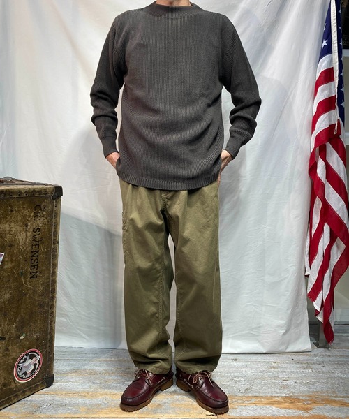 BROOKLYN OVERALL（ブルックリンオーバーオール）の「片畦編ニットプルオーバー（ニット/セーター・メンズ・カーキ/ブラウン/ベージュ・MEDIUM/LARGE）」の12枚目の写真