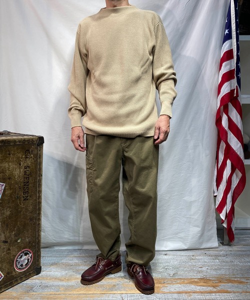 BROOKLYN OVERALL（ブルックリンオーバーオール）の「片畦編ニットプルオーバー（ニット/セーター・メンズ・カーキ/ブラウン/ベージュ・MEDIUM/LARGE）」の13枚目の写真