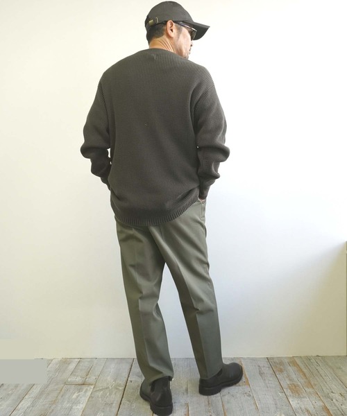 BROOKLYN OVERALL（ブルックリンオーバーオール）の「片畦編ニットプルオーバー（ニット/セーター・メンズ・カーキ/ブラウン/ベージュ・MEDIUM/LARGE）」の16枚目の写真