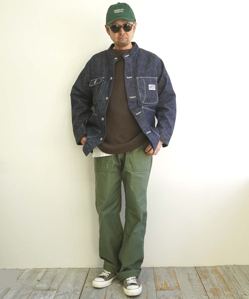 BROOKLYN OVERALL（ブルックリンオーバーオール）の「片畦編ニットプルオーバー（ニット/セーター・メンズ・カーキ/ブラウン/ベージュ・MEDIUM/LARGE）」の21枚目の写真