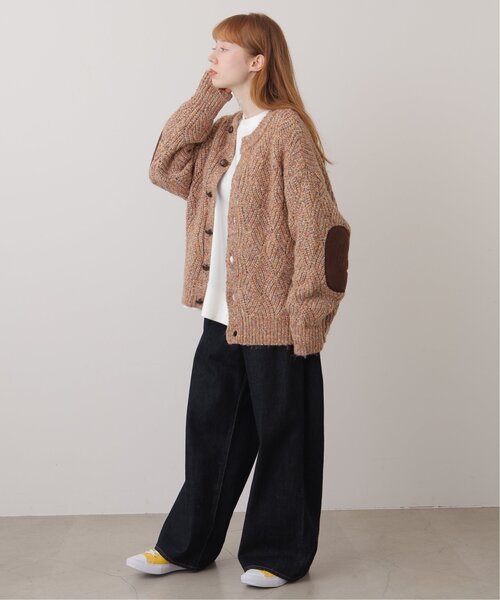 DOUBLE NAME（ダブルネーム）の「エルボーパッチMIXニットカーデ