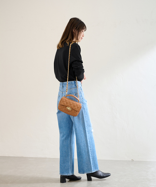 JOURNAL STANDARD（ジャーナルスタンダード）の「クロップドロングTシャツ（Tシャツ/カットソー・レディース・ブラック系その他/ホワイト/イエロー/ブラック・FREE）」の8枚目の写真