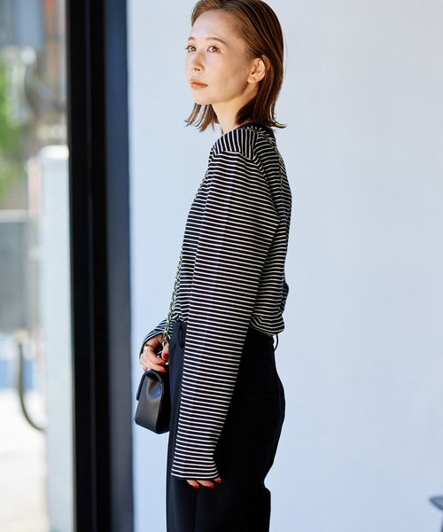 JOURNAL STANDARD（ジャーナルスタンダード）の「クロップドロングTシャツ（Tシャツ/カットソー・レディース・ブラック系その他/ホワイト/イエロー/ブラック・FREE）」の7枚目の写真