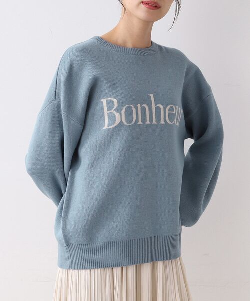 SHOO・LA・RUE（シューラルー）の「◆スウェットライクロゴニット（ニット/セーター・レディース・オフホワイト/ライトブルー/ブラック・00）」の3枚目の写真