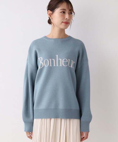 SHOO・LA・RUE（シューラルー）の「◆スウェットライクロゴニット（ニット/セーター・レディース・オフホワイト/ライトブルー/ブラック・00）」の5枚目の写真