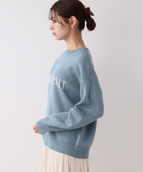 SHOO・LA・RUE（シューラルー）の「◆スウェットライクロゴニット（ニット/セーター・レディース・オフホワイト/ライトブルー/ブラック・00）」の6枚目の写真