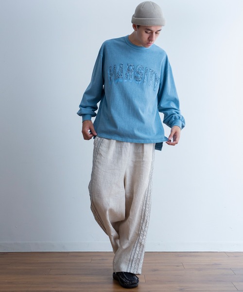 Universal Style Wear（ユニバーサルスタイルウェア）の「Universal Style Wear HAV-A-HANK ハバハンク カットワーク ロゴ Tee（Tシャツ/カットソー・メンズ・スミクロ/グレイッシュブルー/オフホワイト/カーキ・MEDIUM/LARGE/X-LARGE）」の19枚目の写真