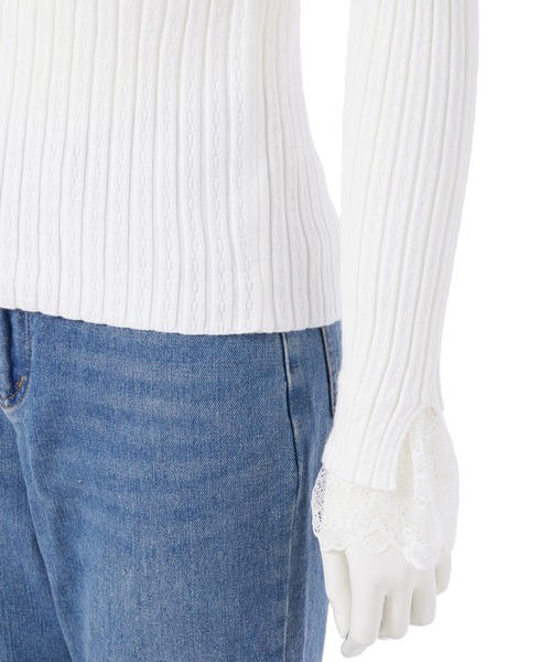 fifth（フィフス）の「レースドッキングリブトップス（ニット/セーター・レディース・ブラック/ホワイト・M）」の16枚目の写真