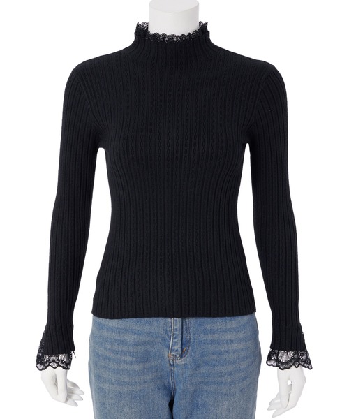 fifth（フィフス）の「レースドッキングリブトップス（ニット/セーター・レディース・ブラック/ホワイト・M）」の10枚目の写真