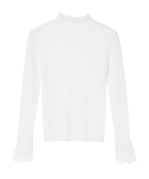 fifth（フィフス）の「レースドッキングリブトップス（ニット/セーター・レディース・ブラック/ホワイト・M）」の11枚目の写真