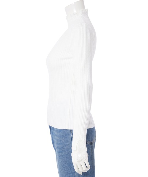 fifth（フィフス）の「レースドッキングリブトップス（ニット/セーター・レディース・ブラック/ホワイト・M）」の13枚目の写真