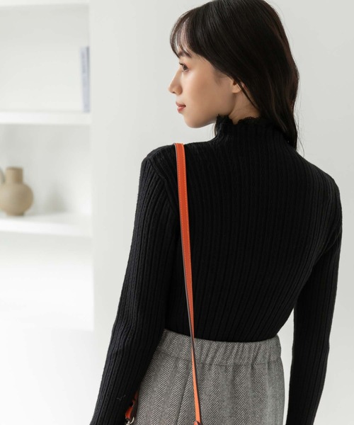 fifth（フィフス）の「レースドッキングリブトップス（ニット/セーター・レディース・ブラック/ホワイト・M）」の6枚目の写真