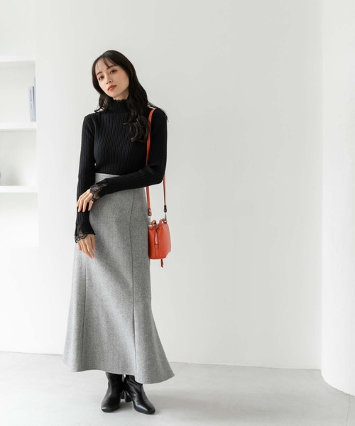 fifth（フィフス）の「レースドッキングリブトップス（ニット/セーター・レディース・ブラック/ホワイト・M）」の7枚目の写真