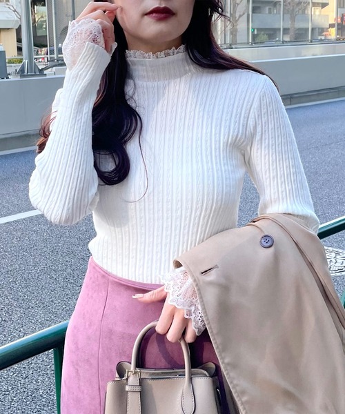 fifth（フィフス）の「レースドッキングリブトップス（ニット/セーター・レディース・ブラック/ホワイト・M）」の19枚目の写真