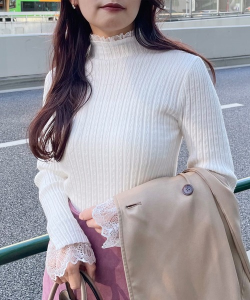 fifth（フィフス）の「レースドッキングリブトップス（ニット/セーター・レディース・ブラック/ホワイト・M）」の20枚目の写真