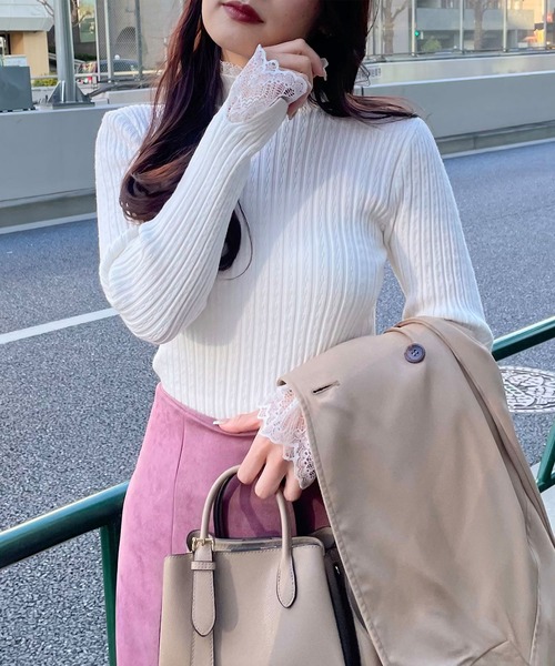 fifth（フィフス）の「レースドッキングリブトップス（ニット/セーター・レディース・ブラック/ホワイト・M）」の18枚目の写真