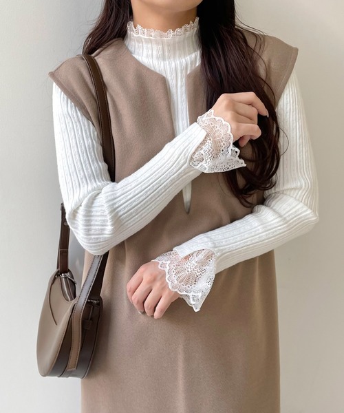 fifth（フィフス）の「レースドッキングリブトップス（ニット/セーター・レディース・ブラック/ホワイト・M）」の22枚目の写真