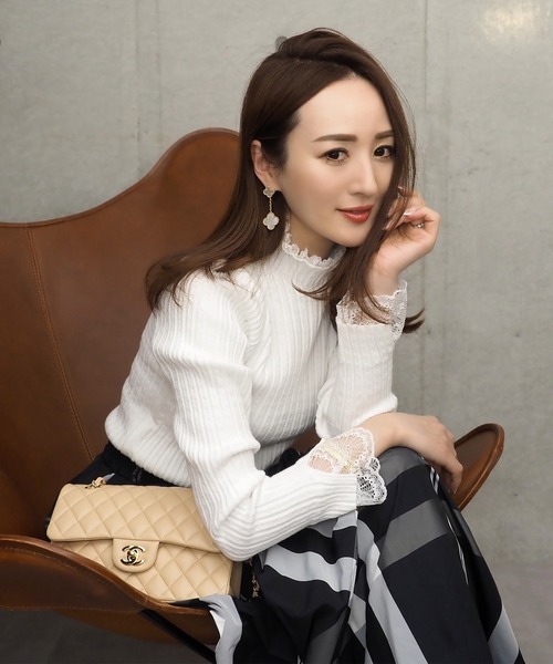 fifth（フィフス）の「レースドッキングリブトップス（ニット/セーター・レディース・ブラック/ホワイト・M）」の21枚目の写真