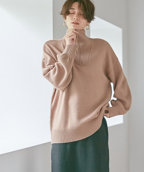 Days（デイズ）の「【Oeillet】ハーフジップゆるニットプルオーバー（ウイエ）（ニット/セーター・レディース・モカ/ブルー/グリーン/オフホワイト・M/LL/L）」の19枚目の写真