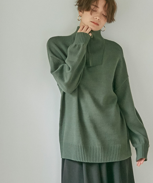 Days（デイズ）の「【Oeillet】ハーフジップゆるニットプルオーバー（ウイエ）（ニット/セーター・レディース・モカ/ブルー/グリーン/オフホワイト・M/LL/L）」の20枚目の写真