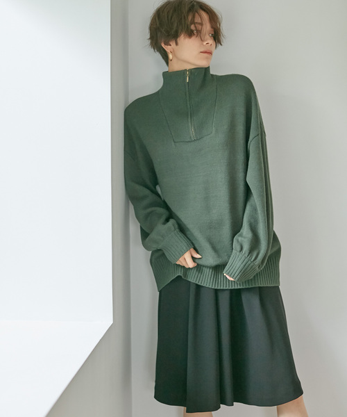 Days（デイズ）の「【Oeillet】ハーフジップゆるニットプルオーバー（ウイエ）（ニット/セーター・レディース・モカ/ブルー/グリーン/オフホワイト・M/LL/L）」の16枚目の写真