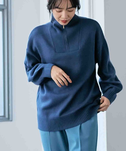 Days（デイズ）の「【Oeillet】ハーフジップゆるニットプルオーバー（ウイエ）（ニット/セーター・レディース・モカ/ブルー/グリーン/オフホワイト・M/LL/L）」の11枚目の写真